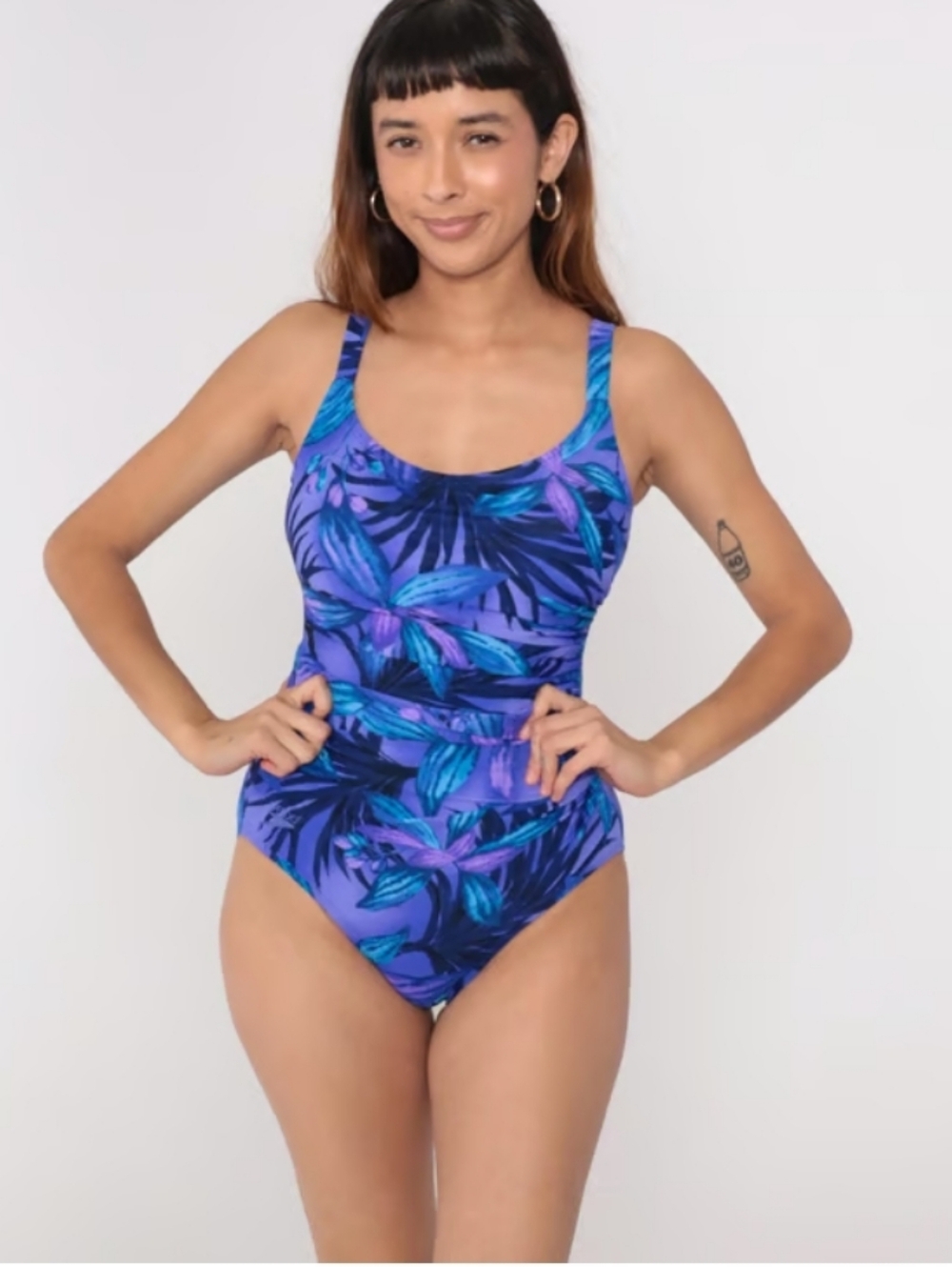 Speedo Purple Blue Tropical One Piece Swimsuit. NWT. Size 12